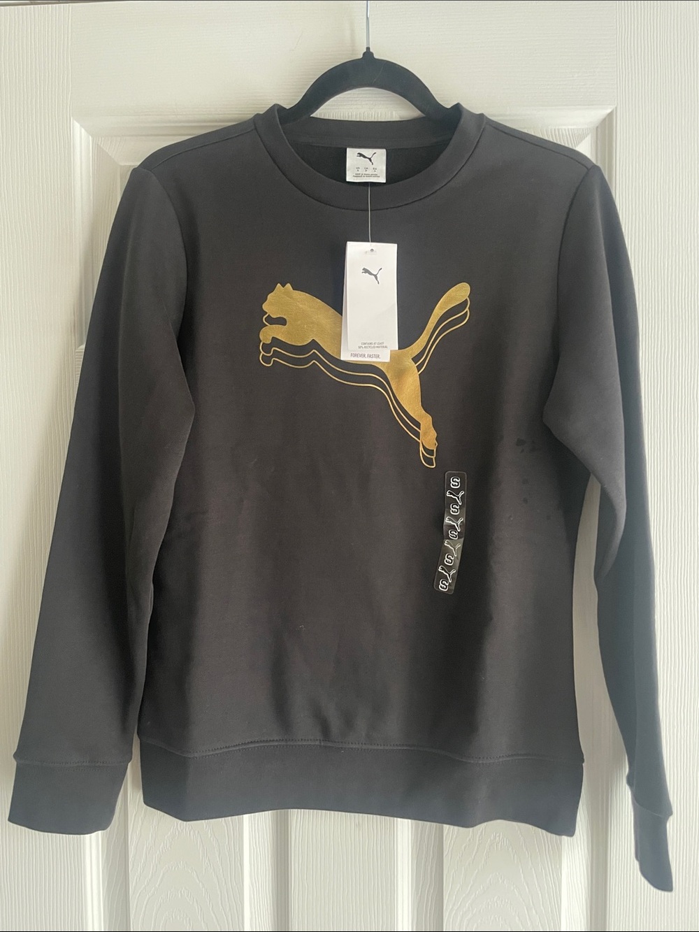 BNWT $65 Puma Black Crewneck with Gold Puma Logo